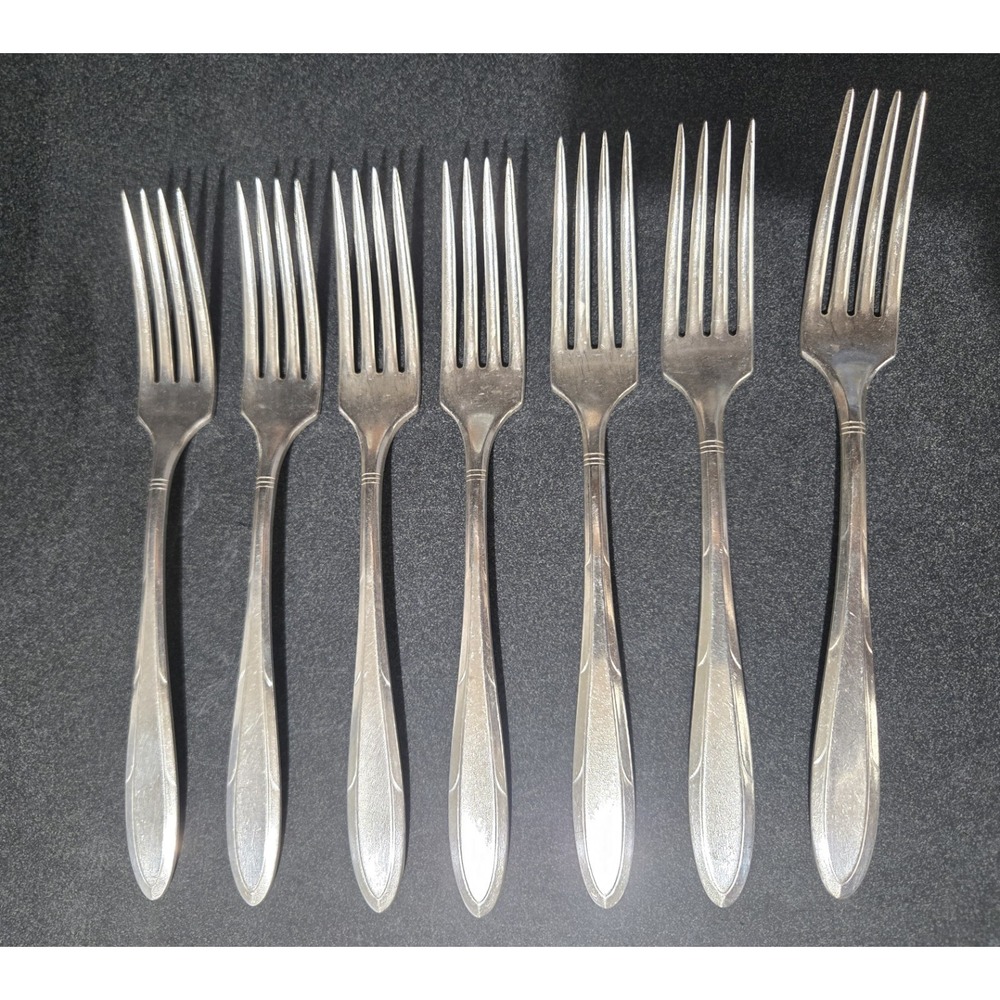 7 pc Oneida Reverie Dinner Forks Silverplate Nobility Plate Silverware Flatware